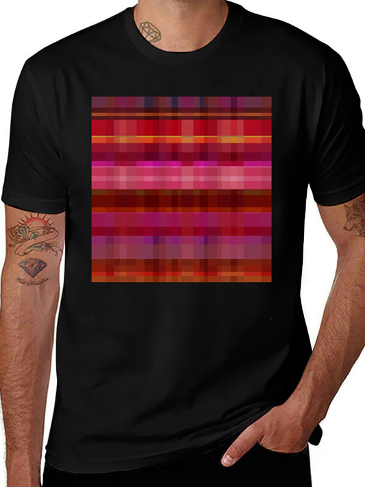Camiseta Negra con Diseño Abstracto de Rayas