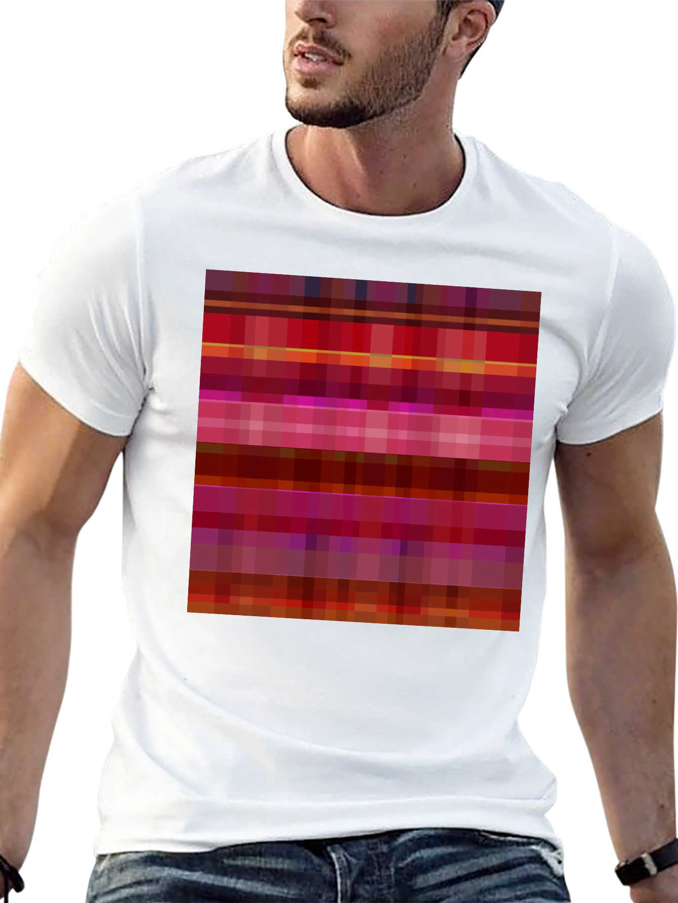 Camiseta Negra con Diseño Abstracto de Rayas