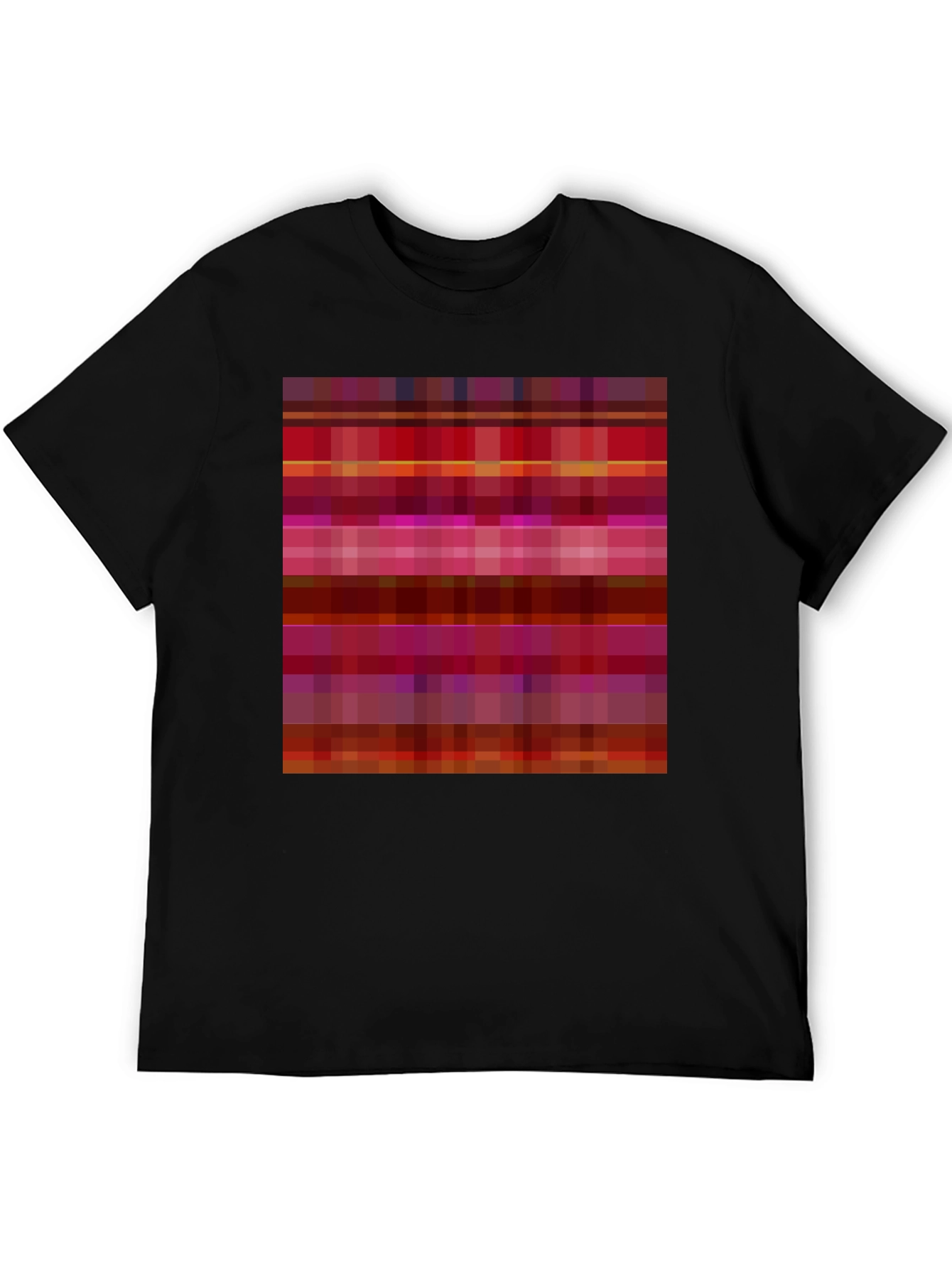 Camiseta Negra con Diseño Abstracto de Rayas