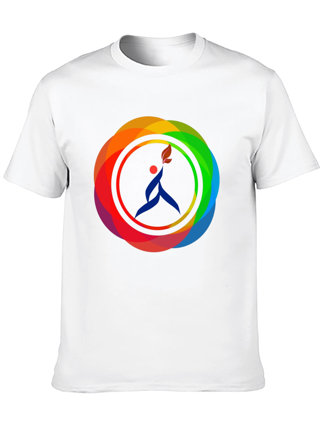 Camiseta Negra con Diseño Circular de Arcoíris