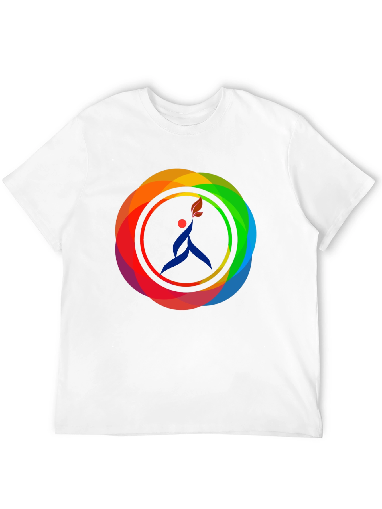 Camiseta Negra con Diseño Circular de Arcoíris