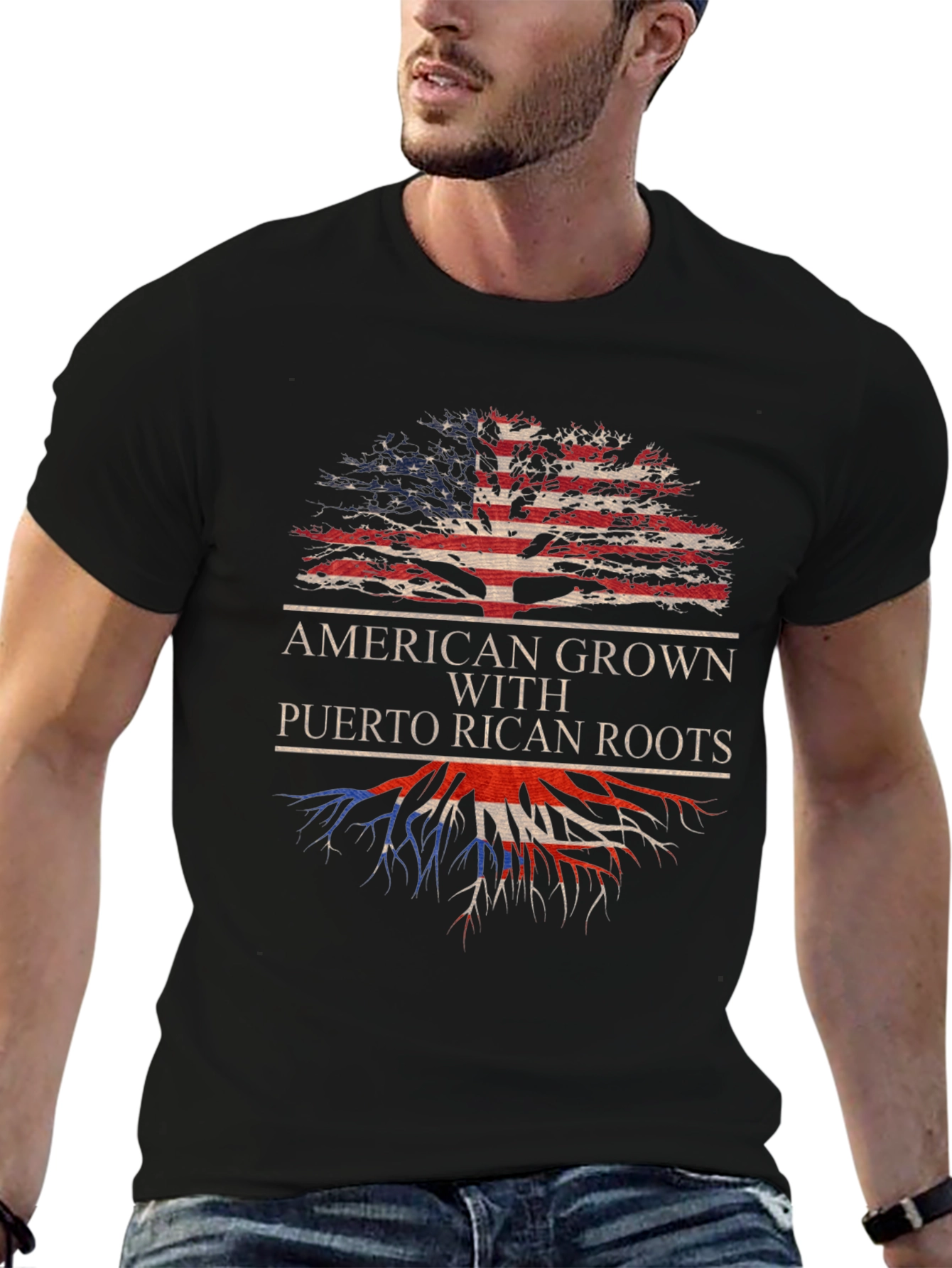 Camiseta Hombre American Grown with Puerto Rican Roots