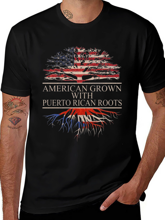 Camiseta Hombre American Grown with Puerto Rican Roots