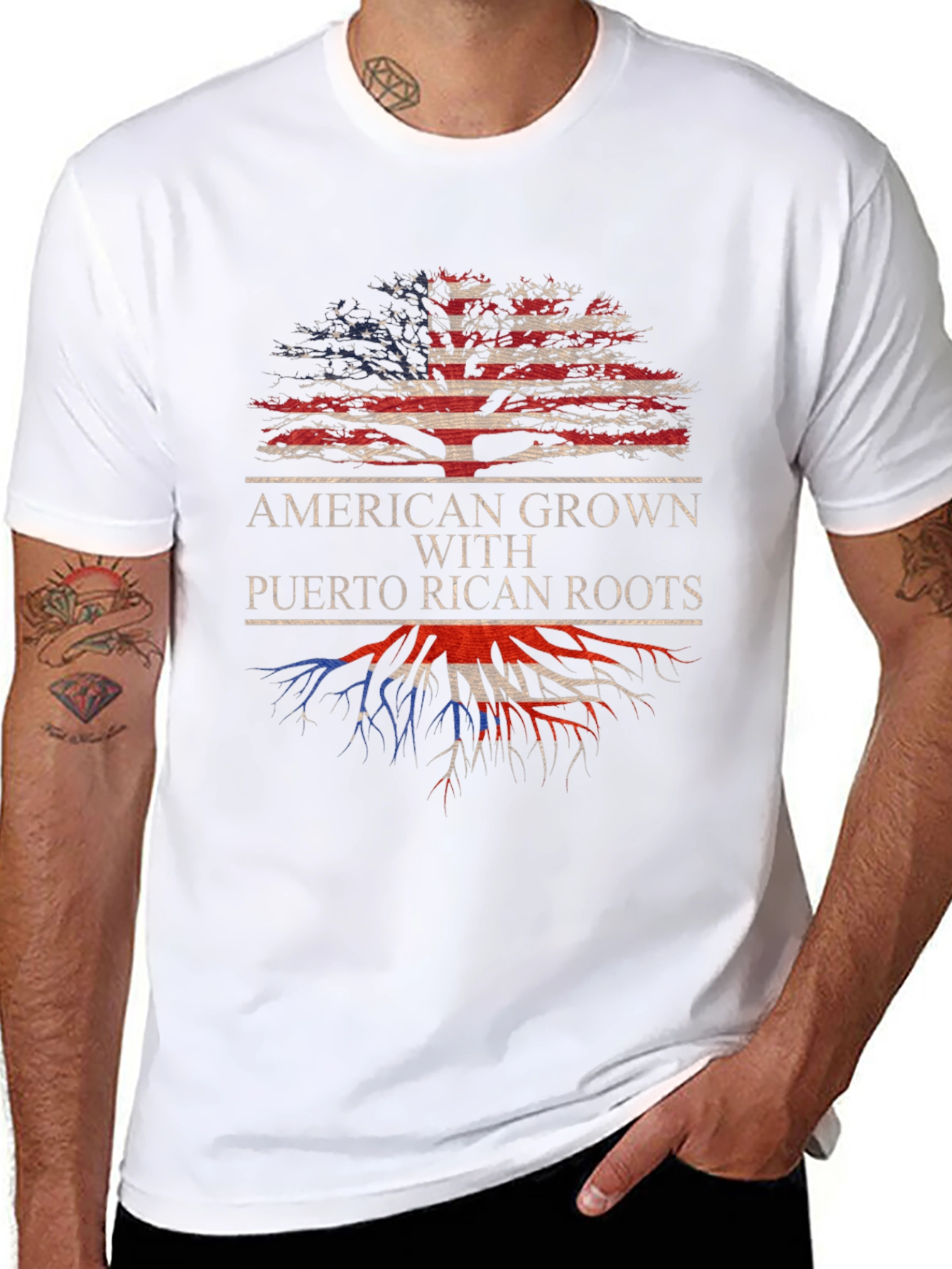 Camiseta Hombre American Grown with Puerto Rican Roots