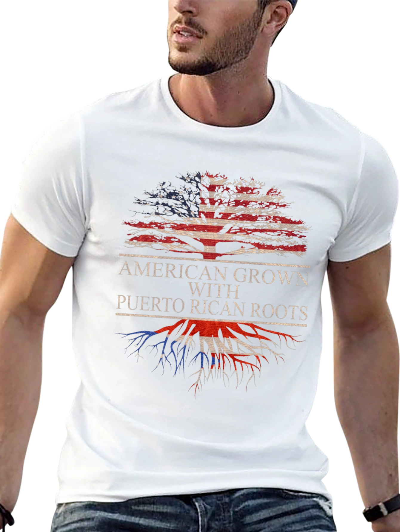 Camiseta Hombre American Grown with Puerto Rican Roots