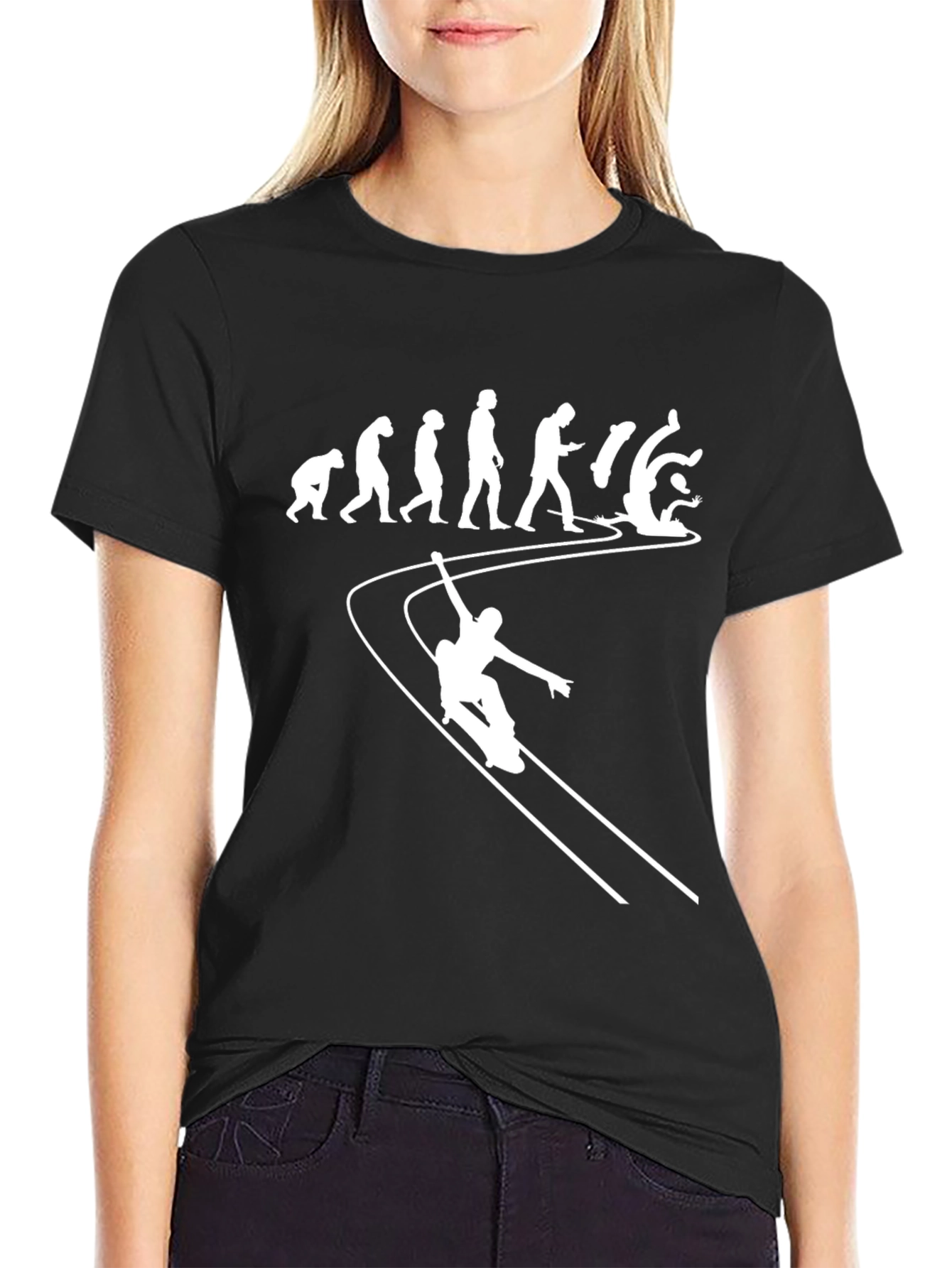 Camiseta Hombre Evolución Snowboard Negra