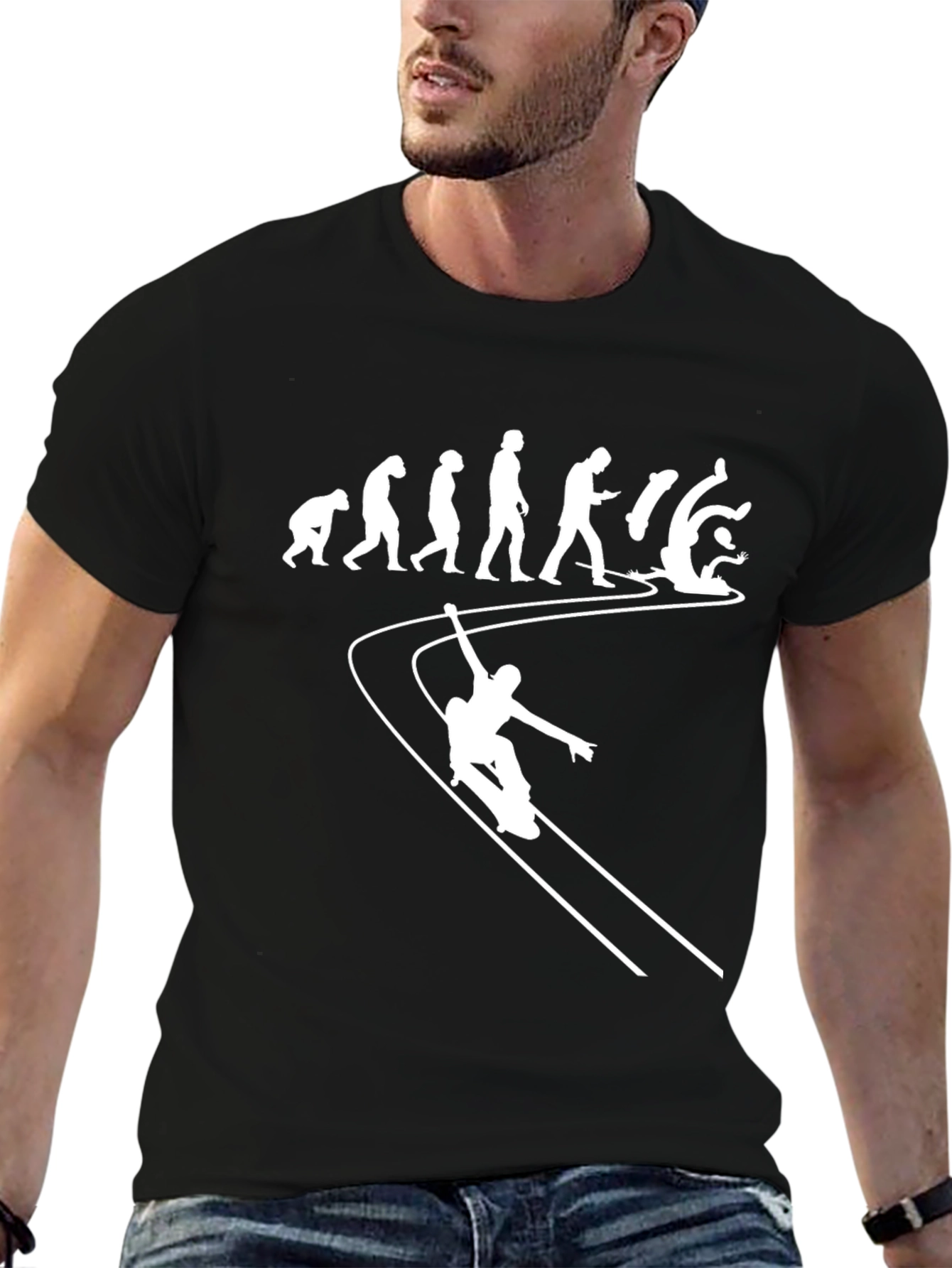 Camiseta Hombre Evolución Snowboard Negra