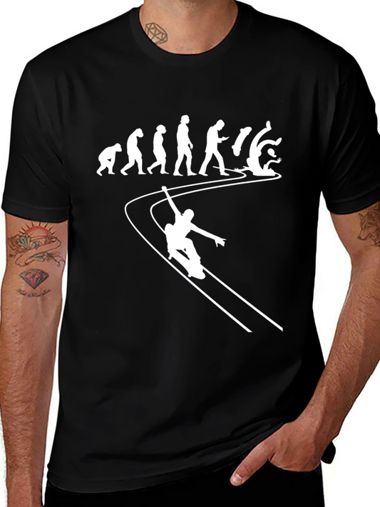 Camiseta Hombre Evolución Snowboard Negra