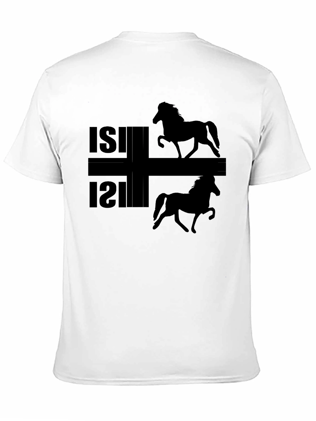 Camiseta Negra ISI con Silueta de Caballos