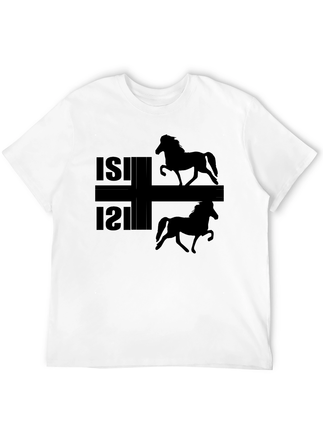 Camiseta Negra ISI con Silueta de Caballos