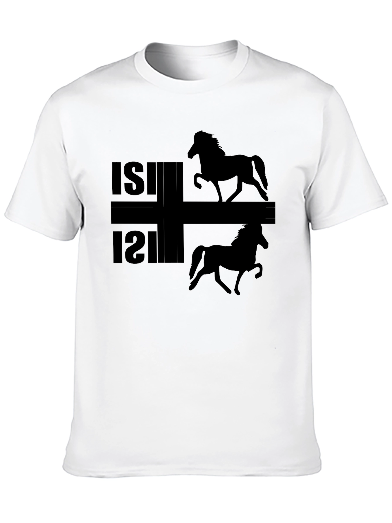 Camiseta Negra ISI con Silueta de Caballos