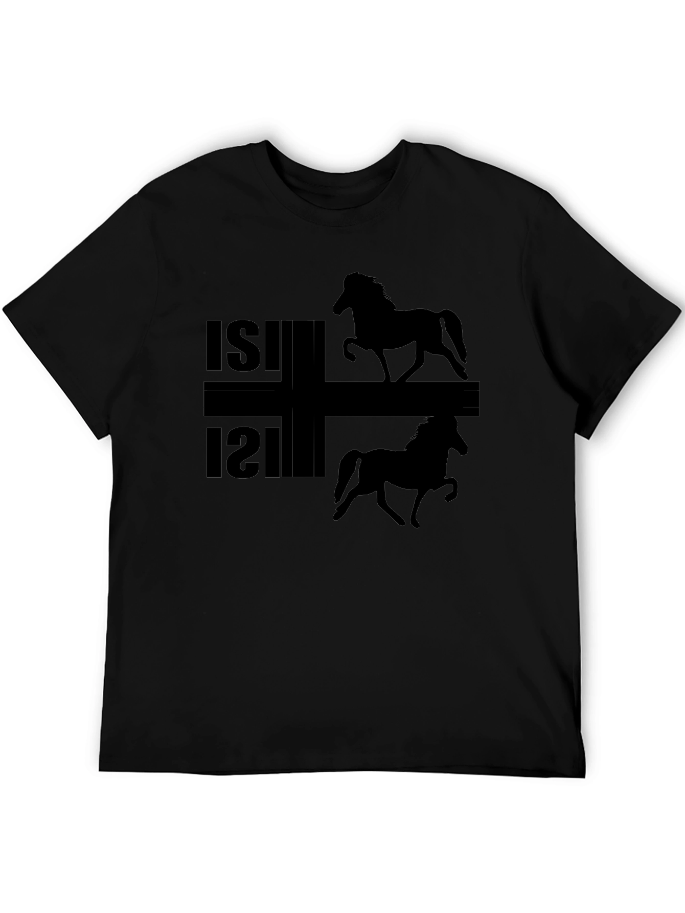 Camiseta Negra ISI con Silueta de Caballos