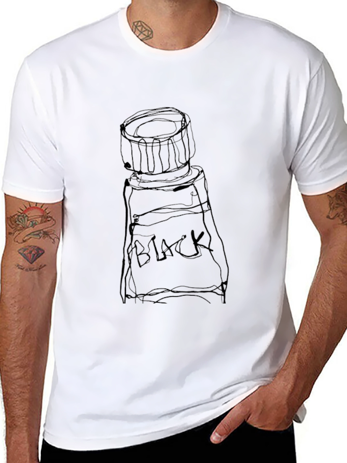 Camiseta Negra con Diseño de Tubo de Pintura Abstracto