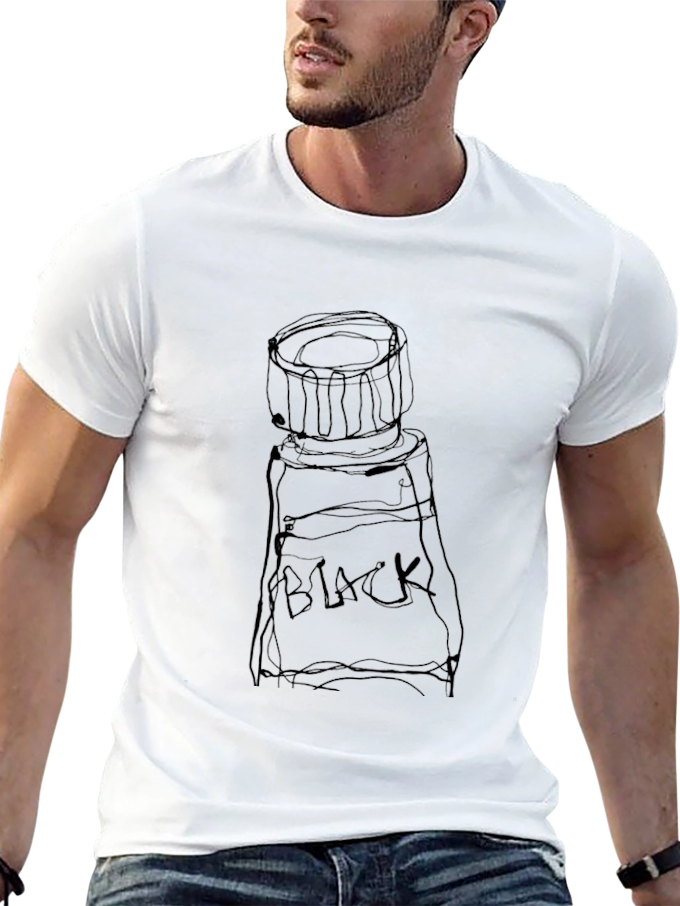 Camiseta Negra con Diseño de Tubo de Pintura Abstracto