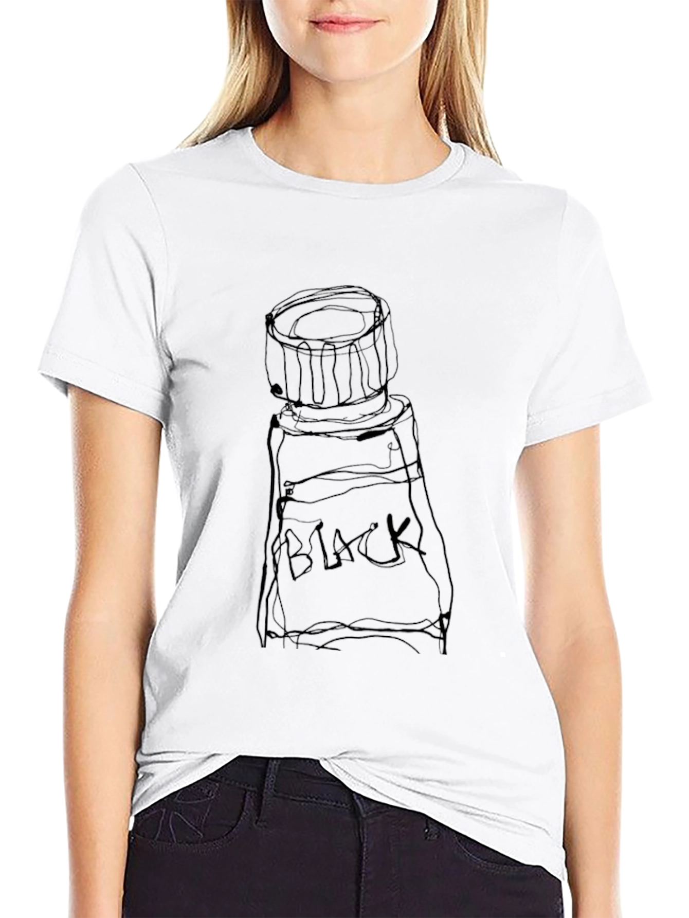 Camiseta Negra con Diseño de Tubo de Pintura Abstracto