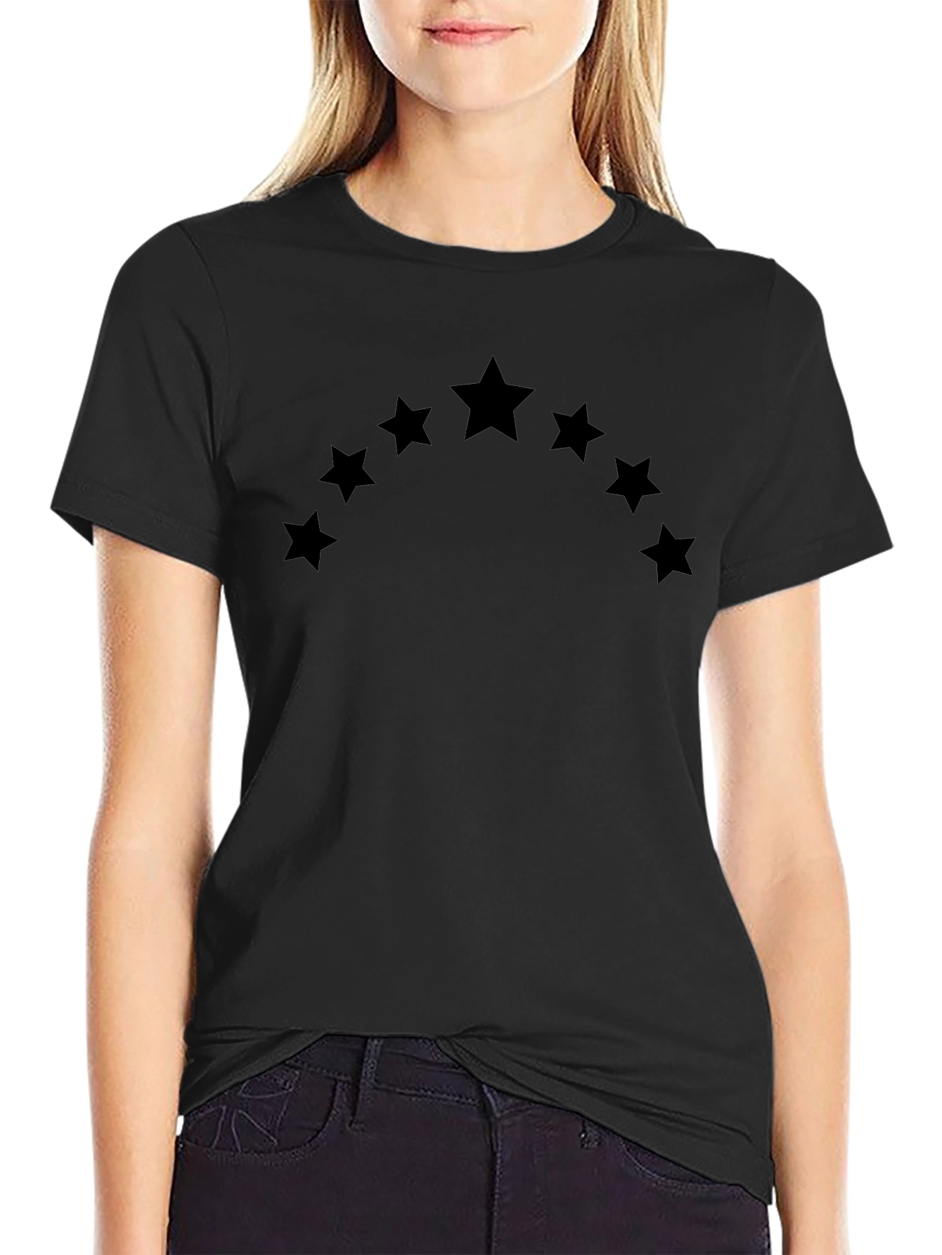 Camiseta Negra con Estrellas en Arco