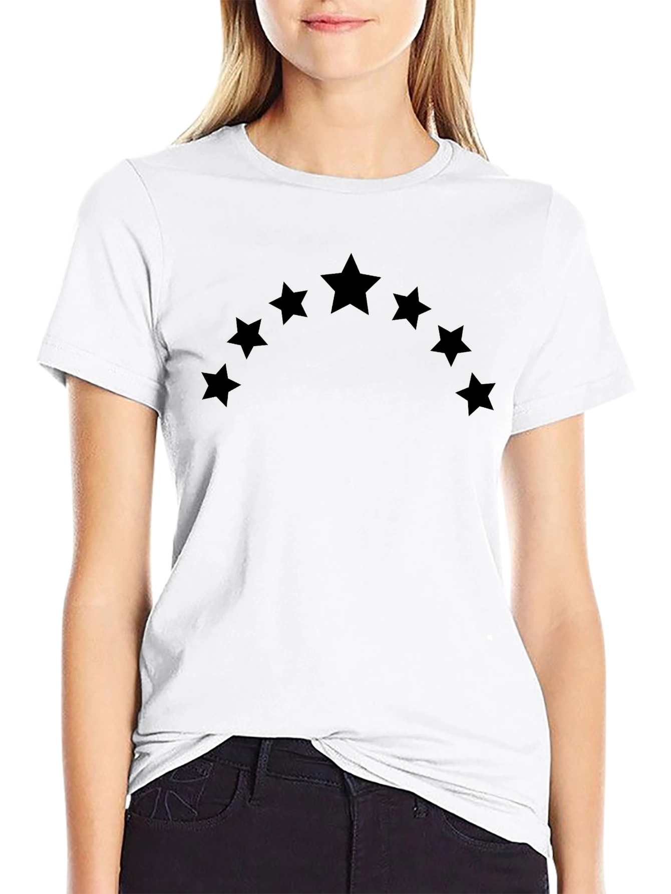 Camiseta Negra con Estrellas en Arco