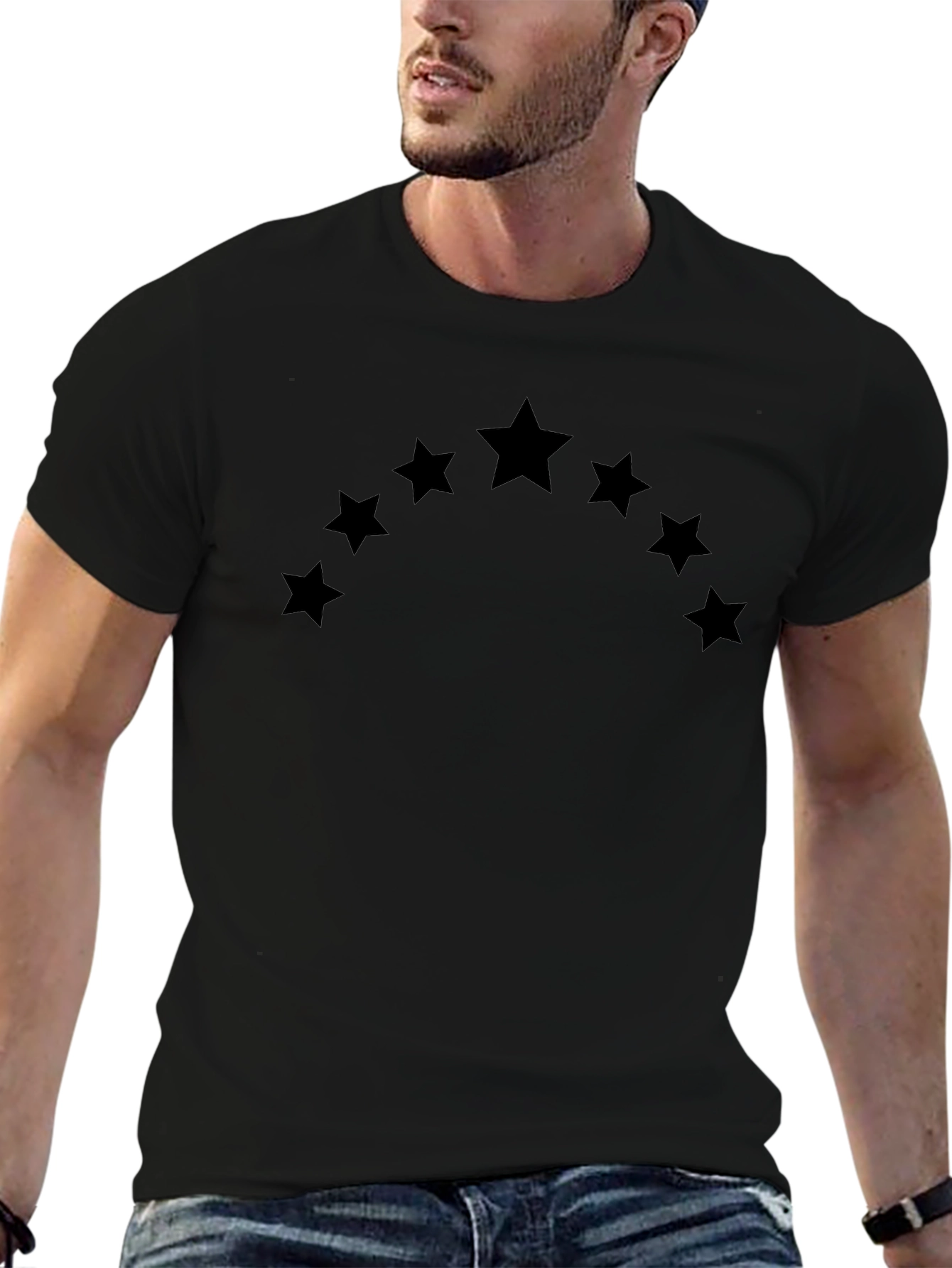 Camiseta Negra con Estrellas en Arco