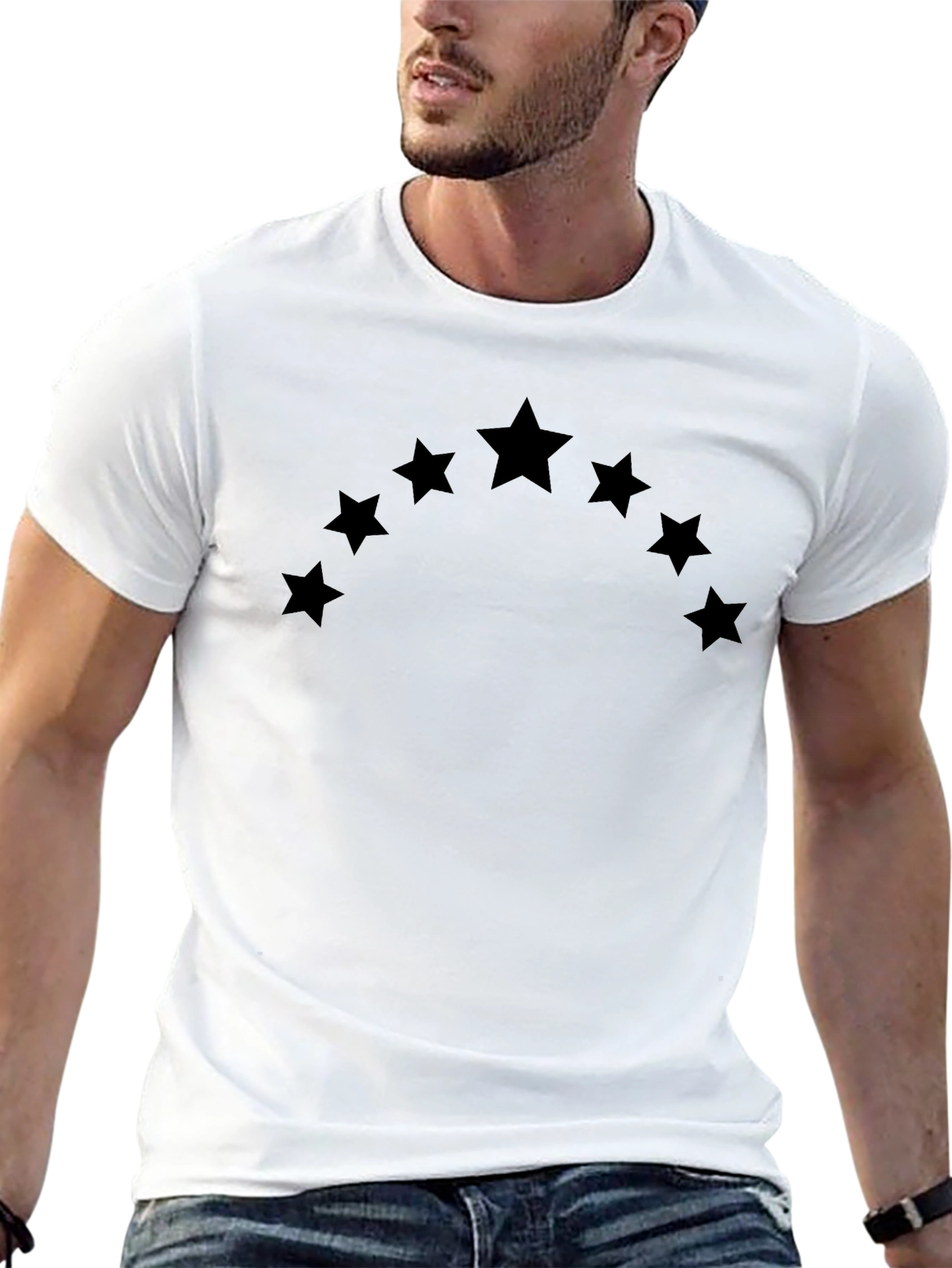 Camiseta Negra con Estrellas en Arco