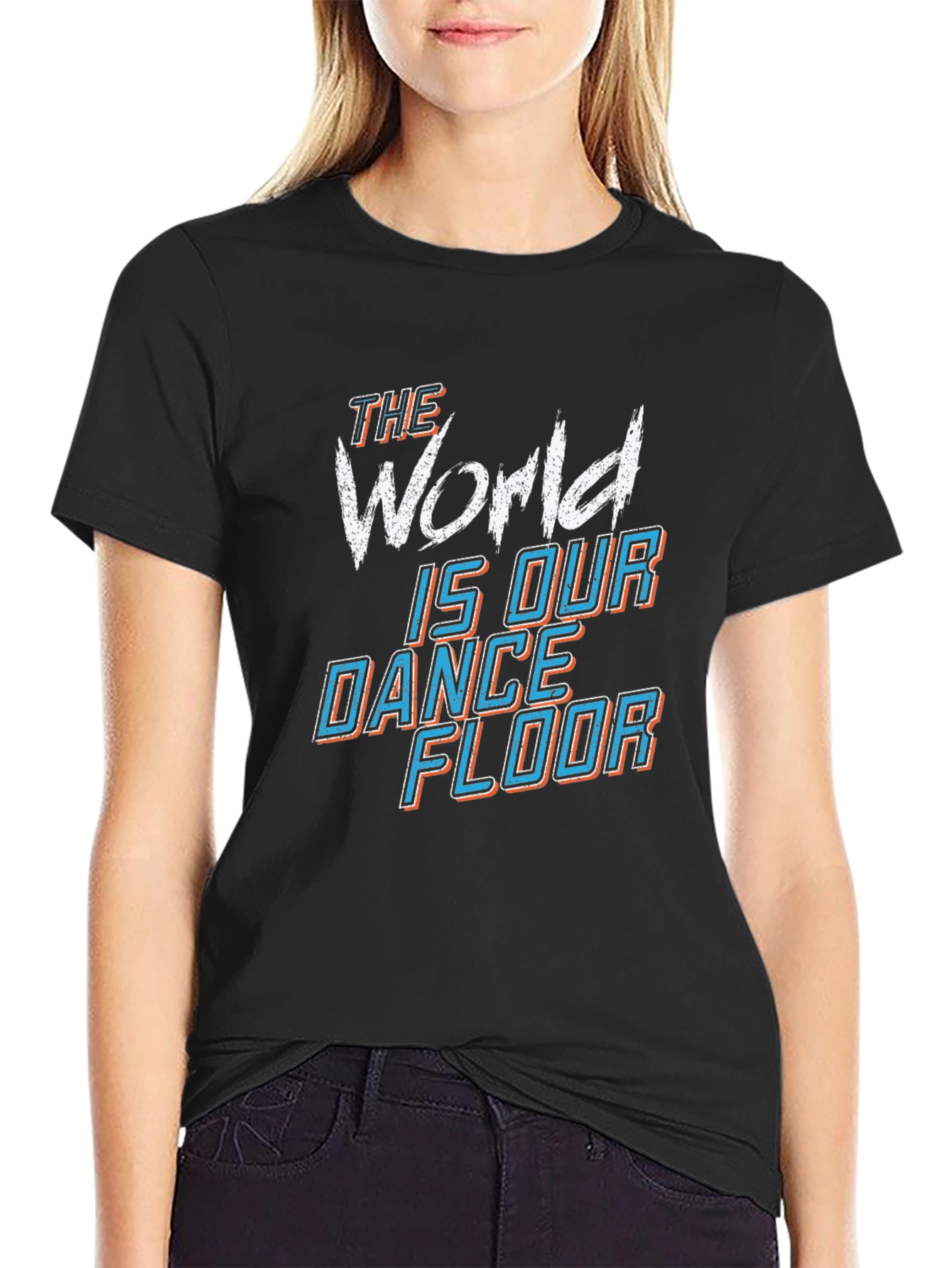 Camiseta Negra El Mundo Es Nuestra Pista de Baile