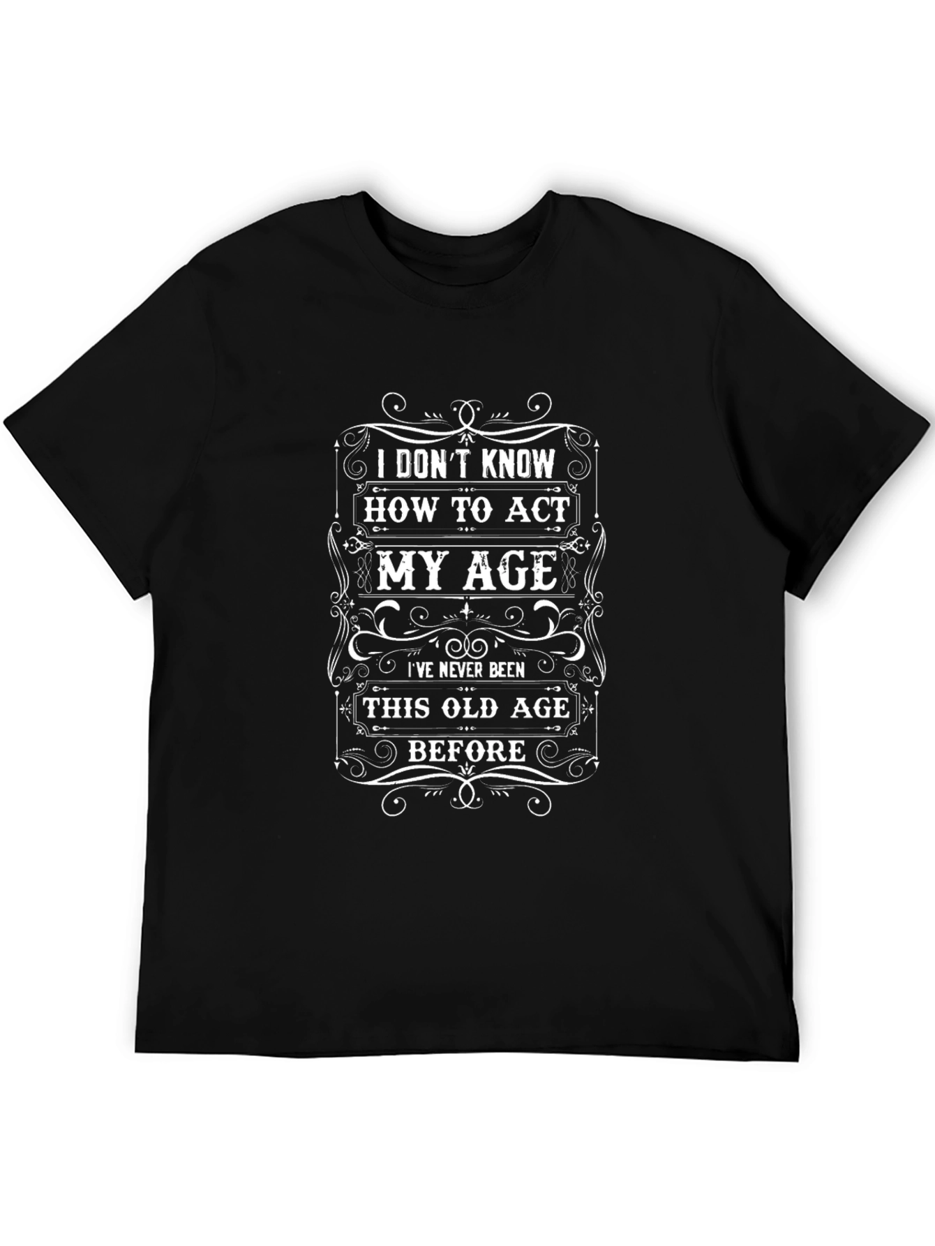 Camiseta Negra con Estampado Humorístico Mi Edad