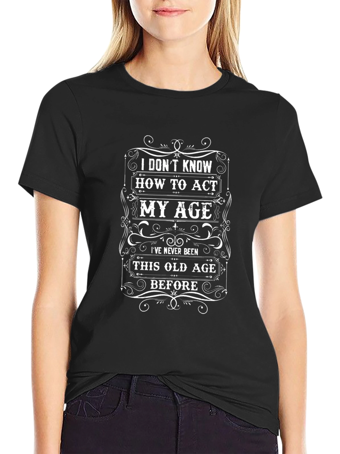 Camiseta Negra con Estampado Humorístico Mi Edad