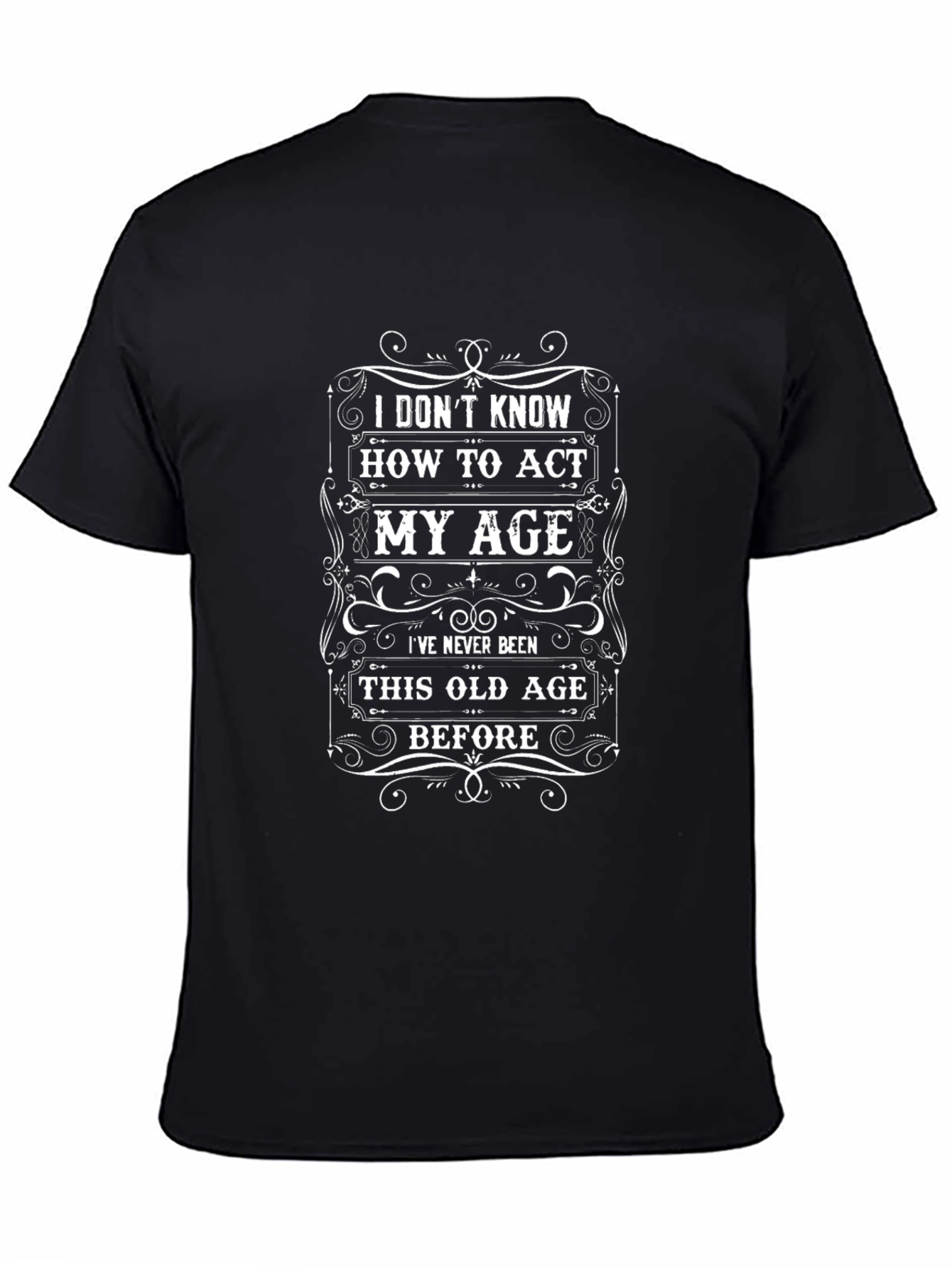 Camiseta Negra con Estampado Humorístico Mi Edad