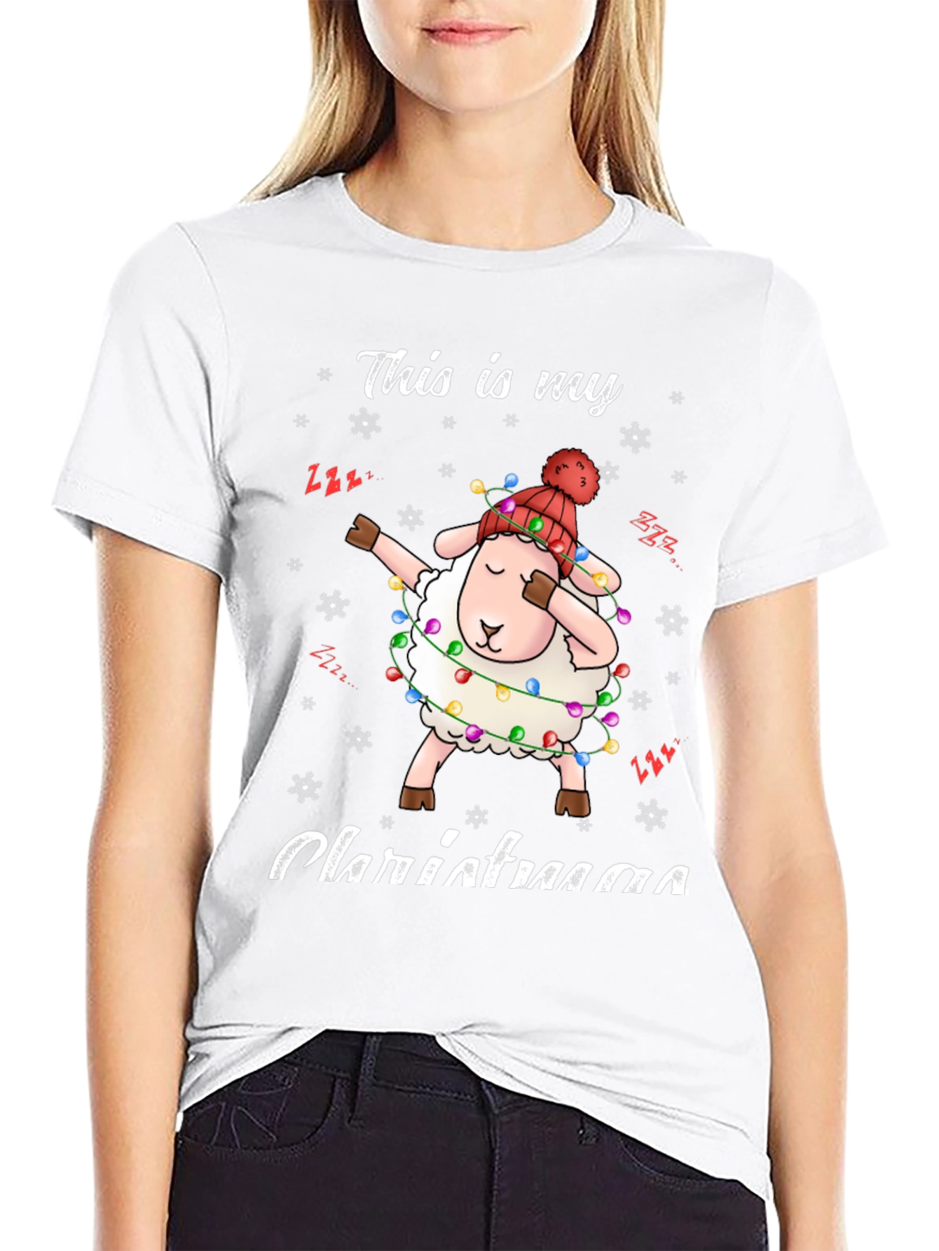 Camiseta Navideña con Oveja Dabbing