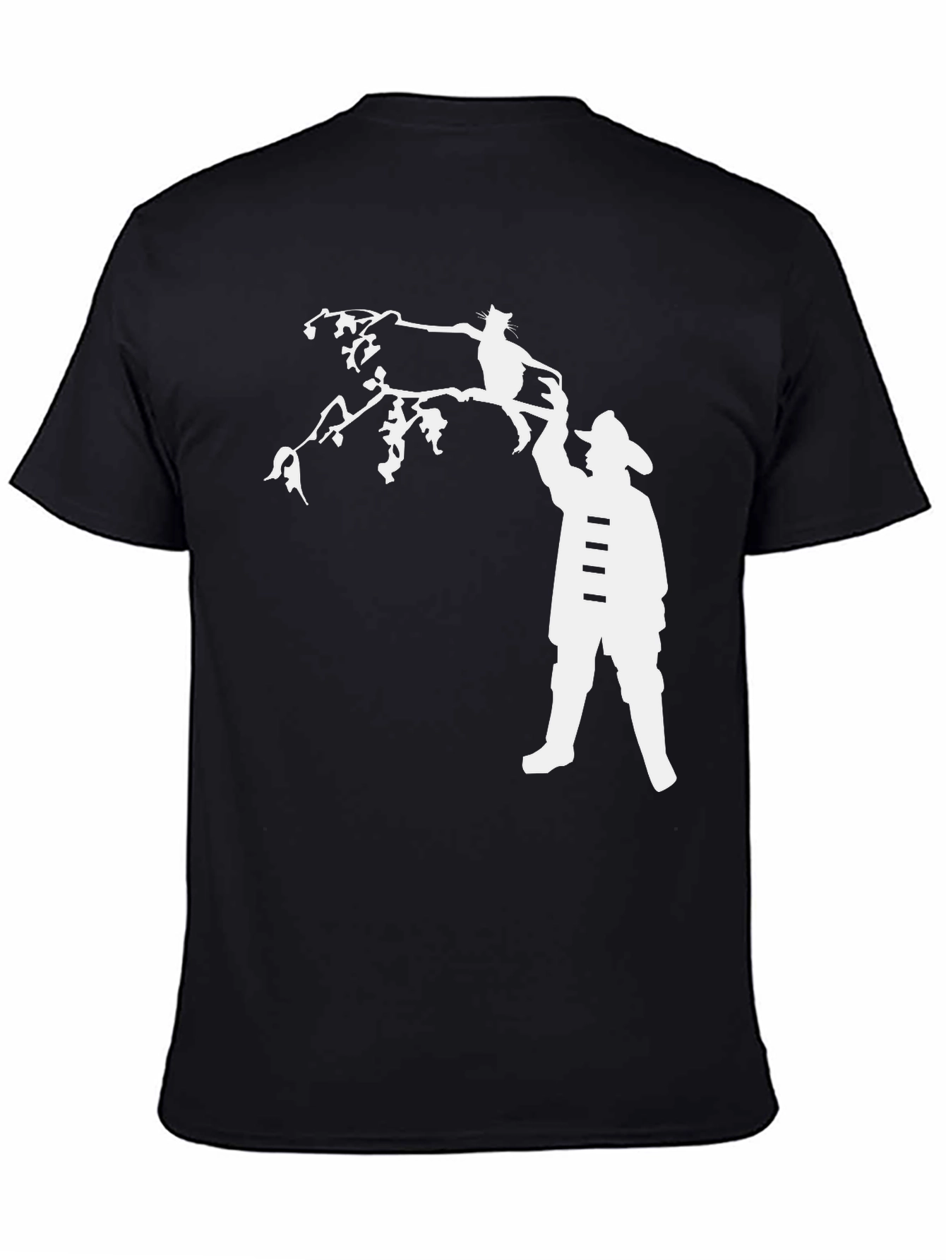 Camiseta Negra Rescate de Gato Bombero