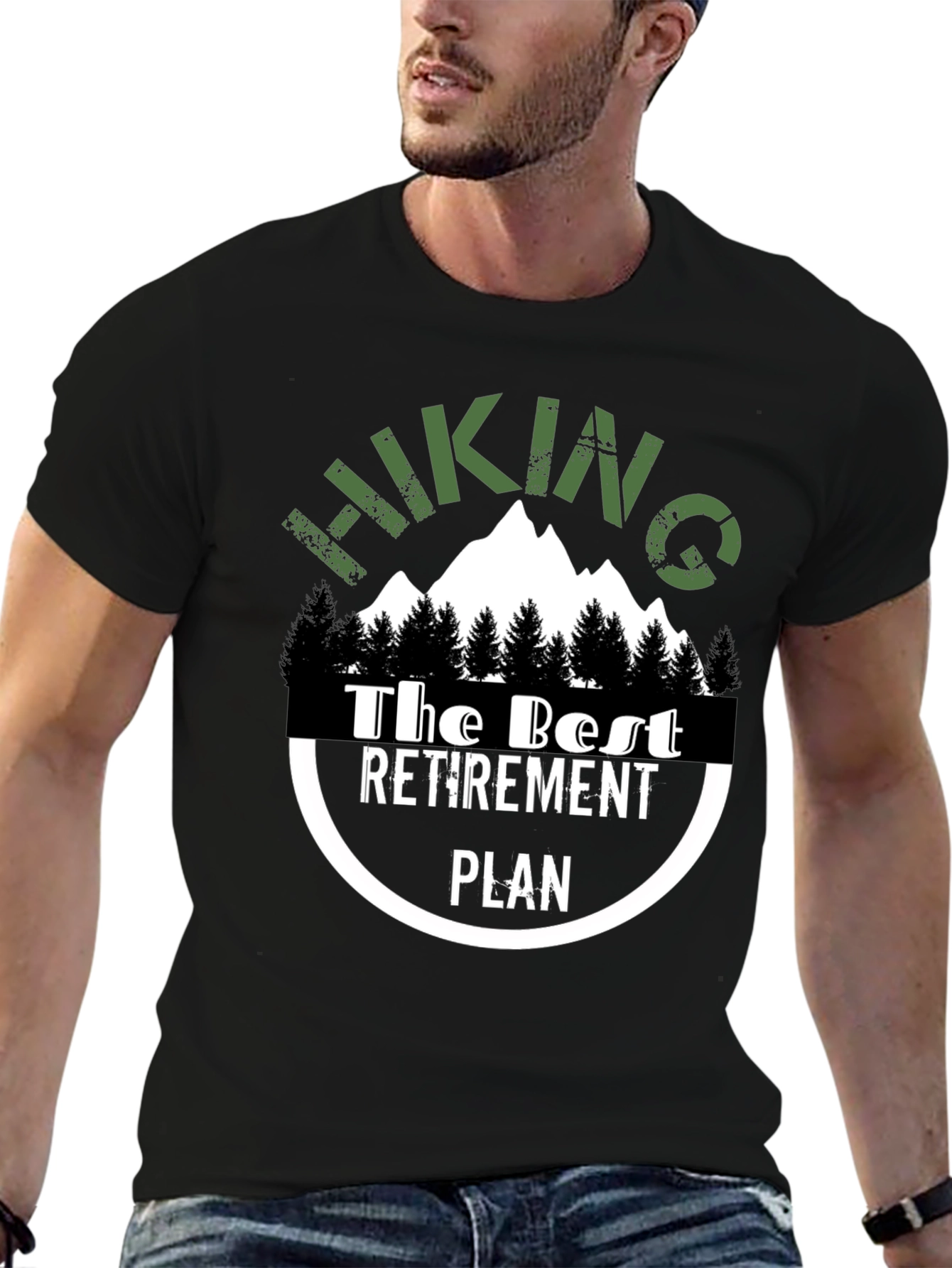 Camiseta Negra Senderismo Plan de Jubilación