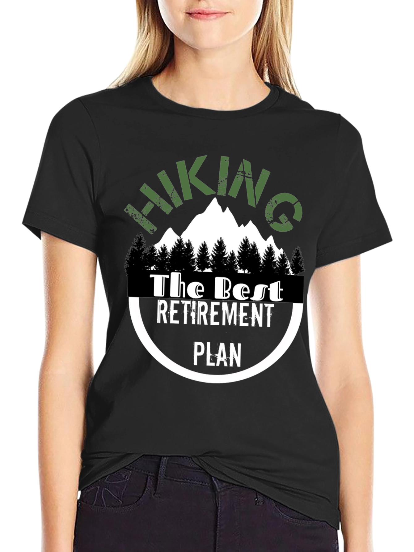 Camiseta Negra Senderismo Plan de Jubilación