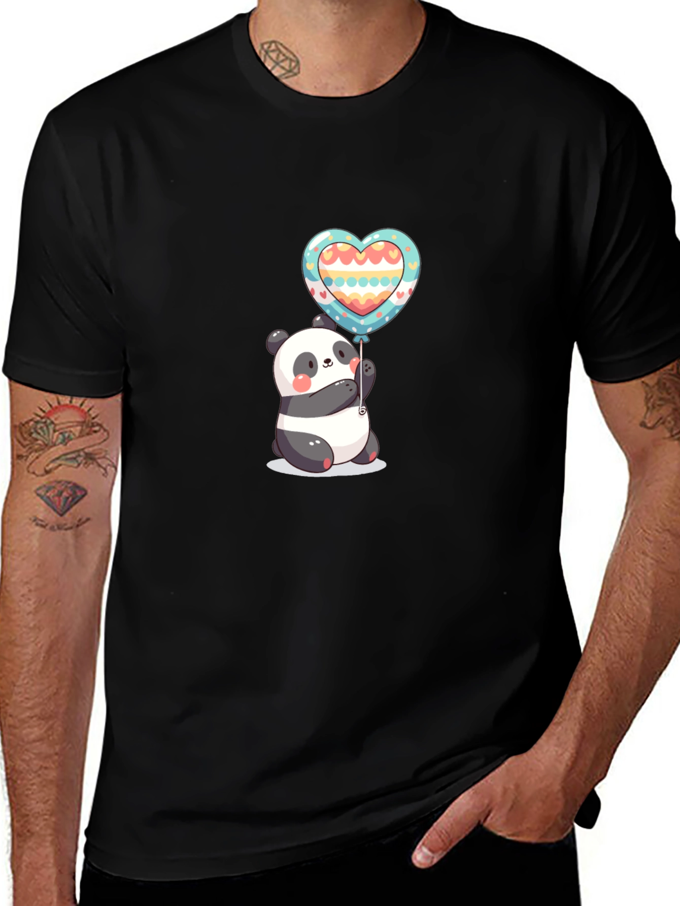 Camiseta Negra Panda Corazón