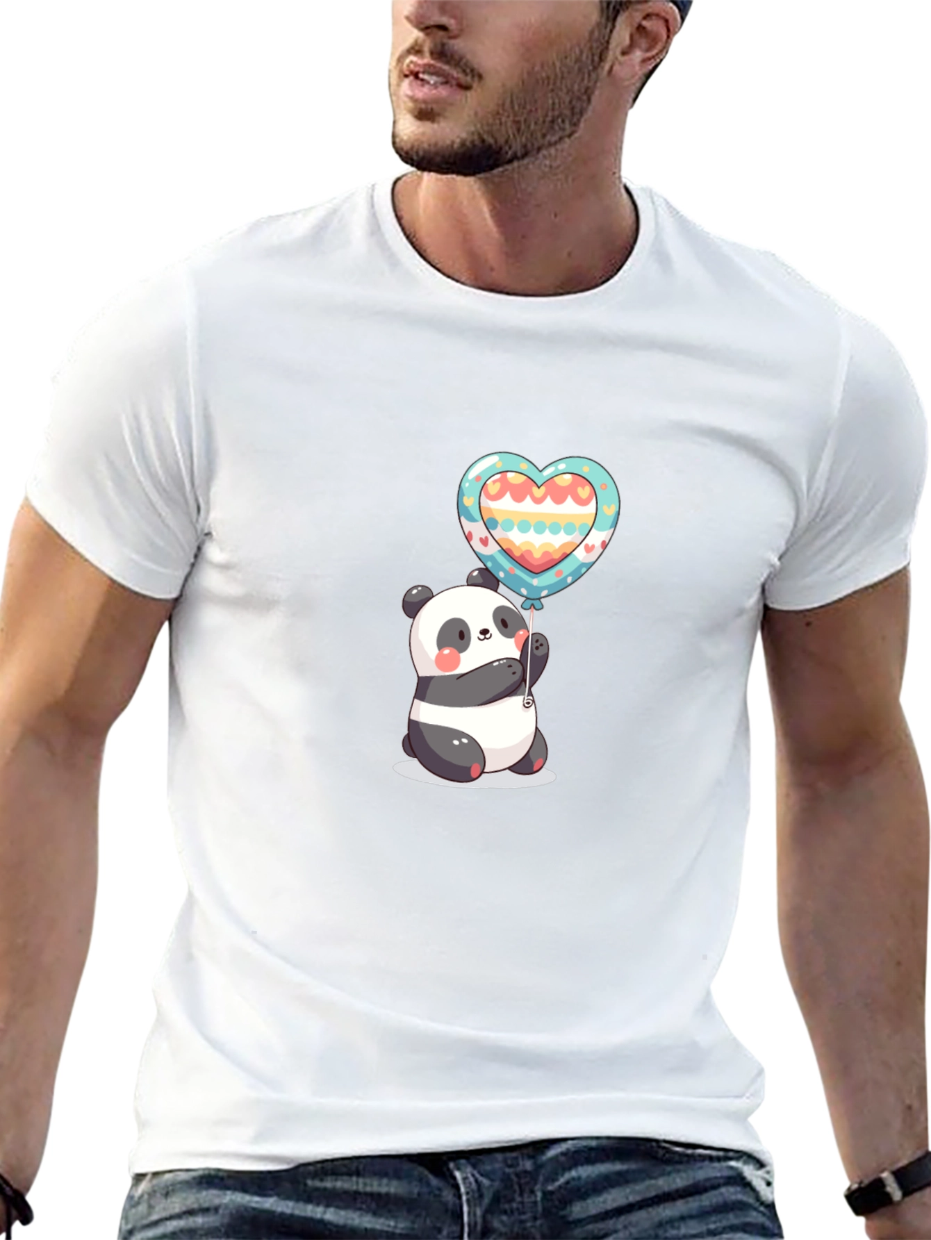 Camiseta Negra Panda Corazón