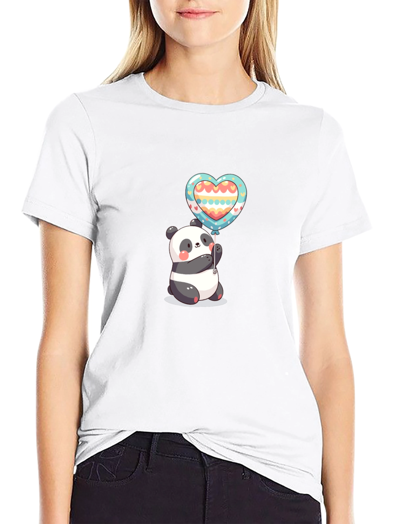 Camiseta Negra Panda Corazón