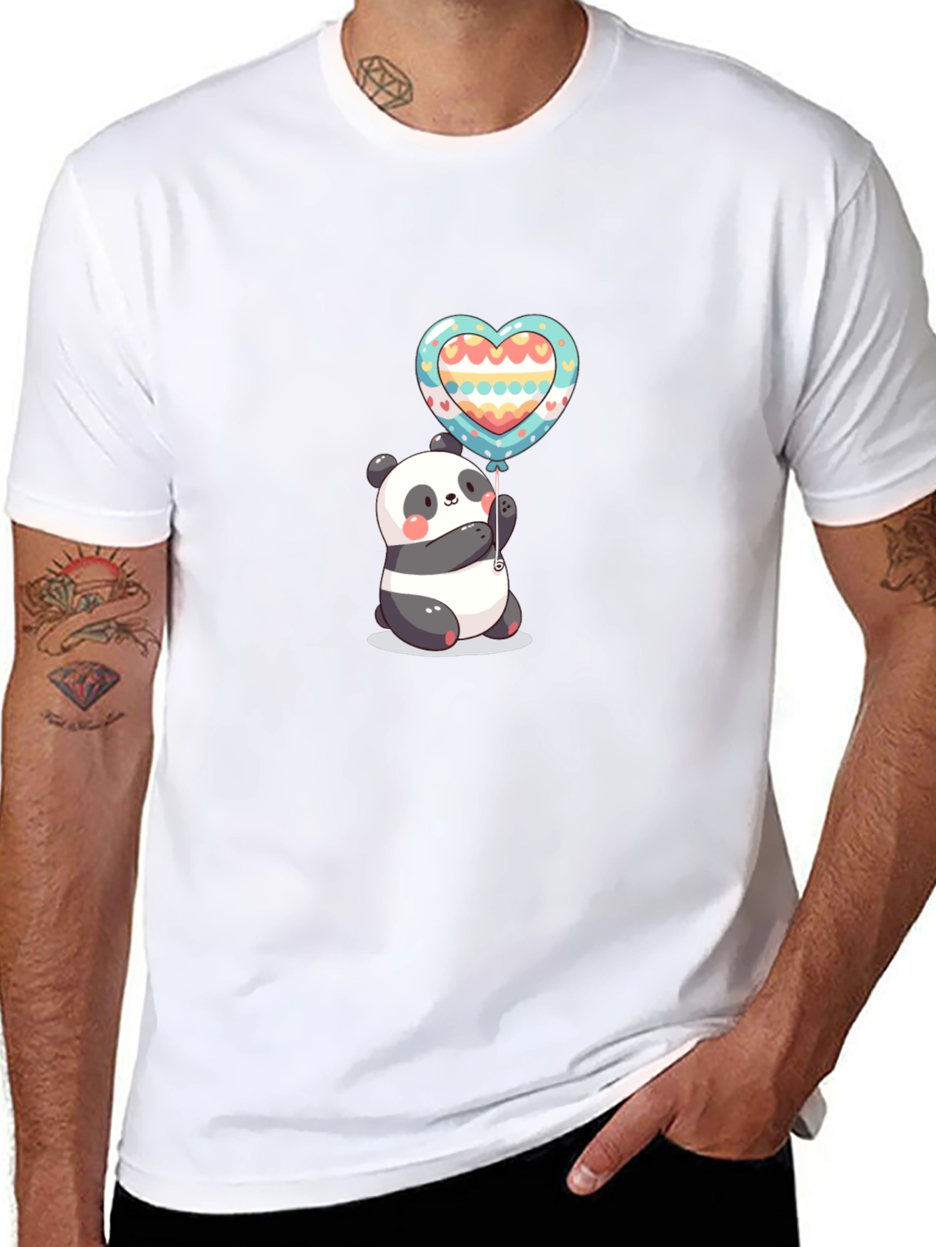 Camiseta Negra Panda Corazón