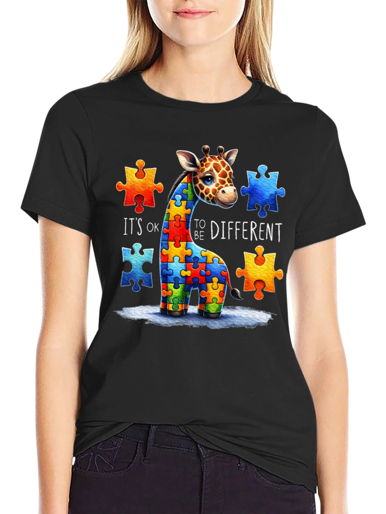 Camiseta Unisex con Diseño de Jirafa Autismo