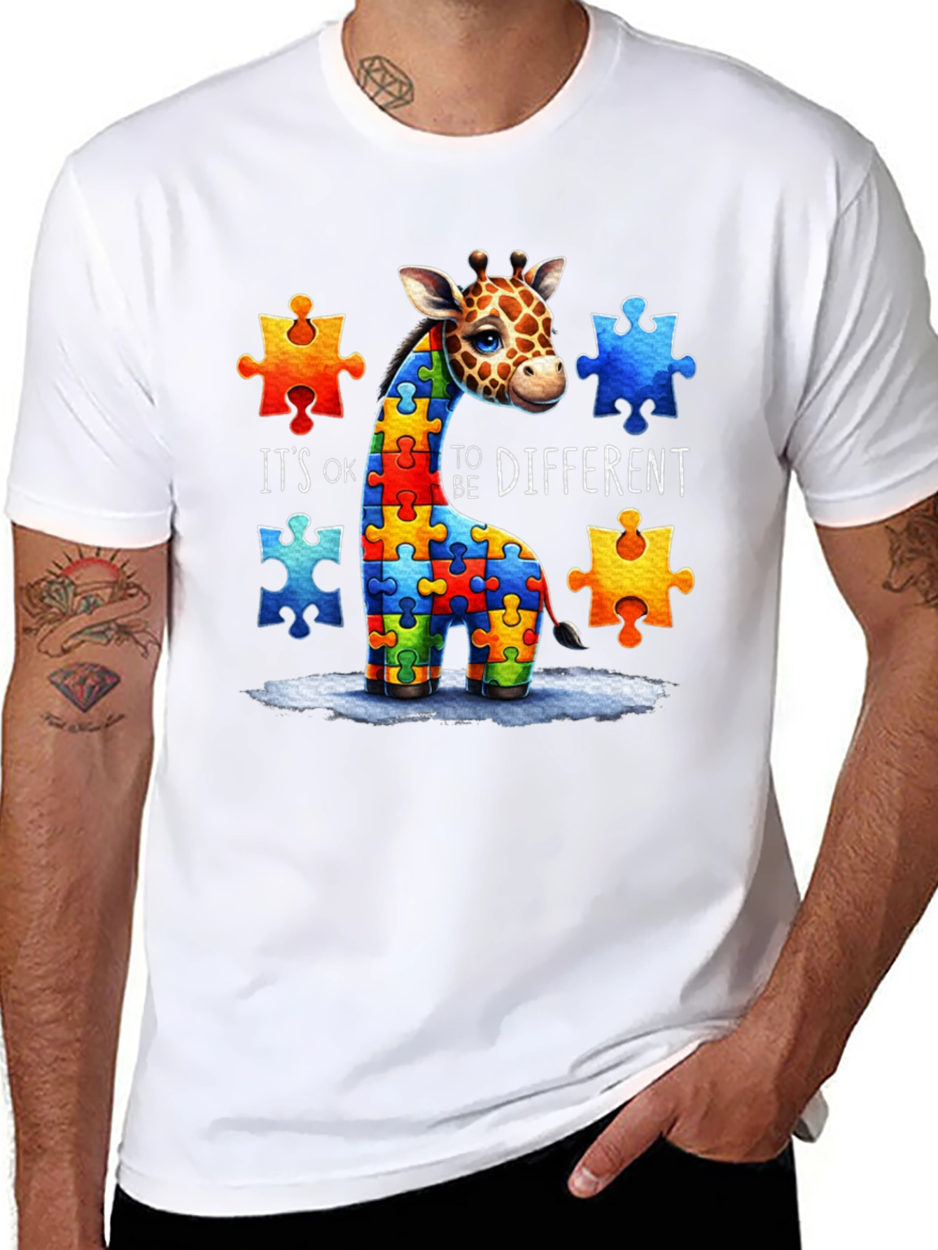 Camiseta Unisex con Diseño de Jirafa Autismo