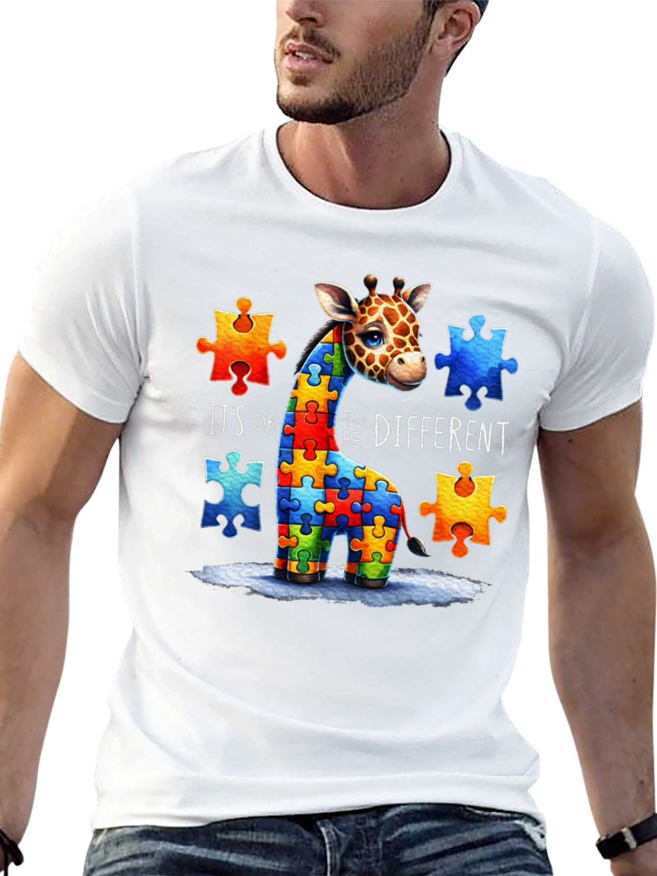 Camiseta Unisex con Diseño de Jirafa Autismo