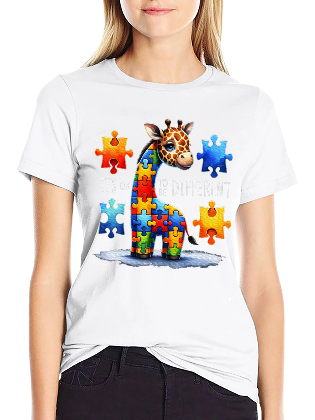 Camiseta Unisex con Diseño de Jirafa Autismo
