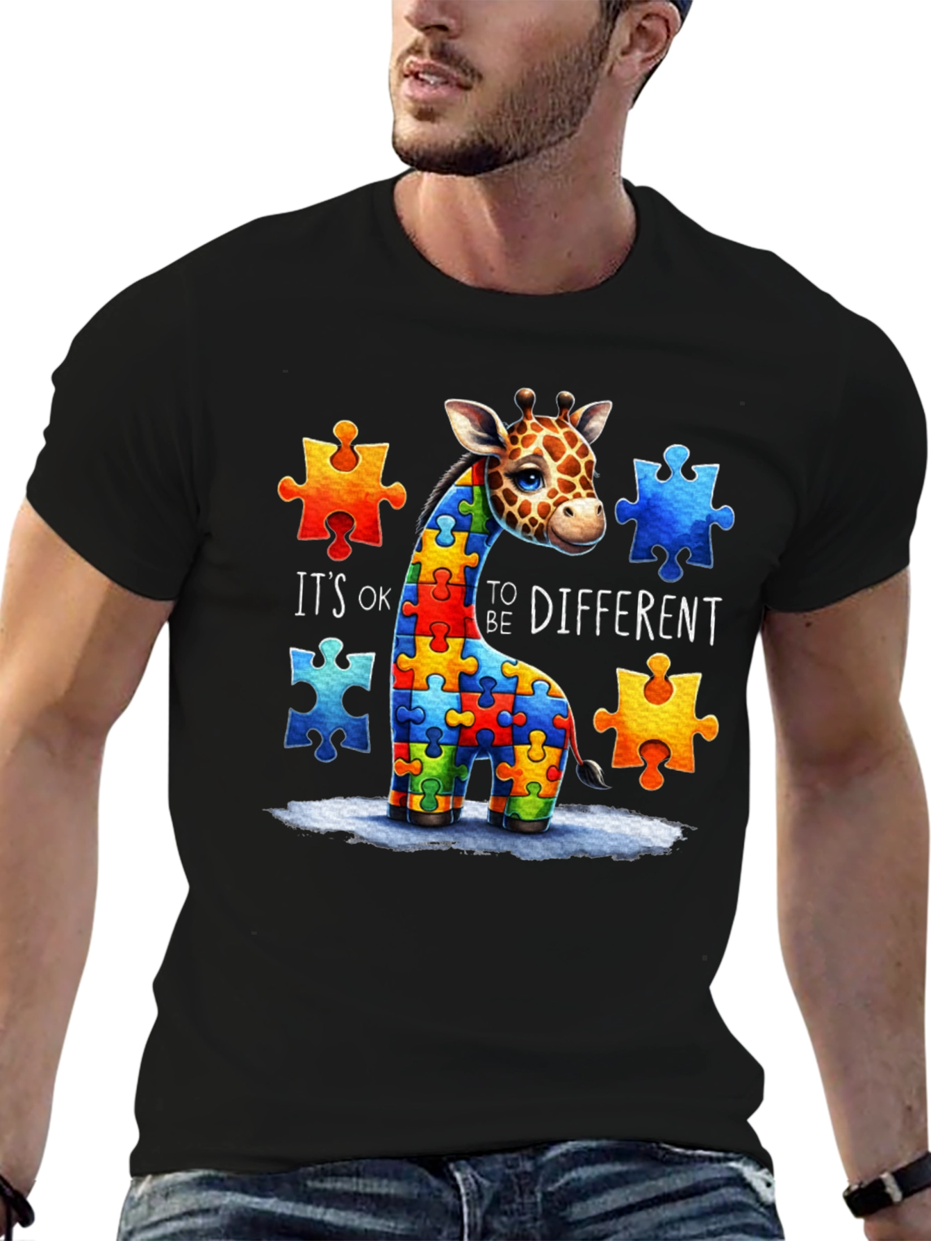 Camiseta Unisex con Diseño de Jirafa Autismo