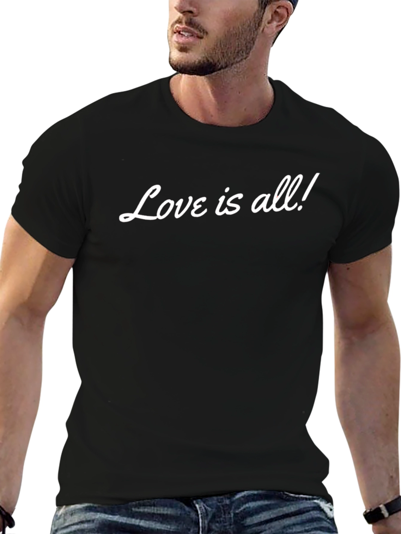 Camiseta Negra Love is all! para Hombre