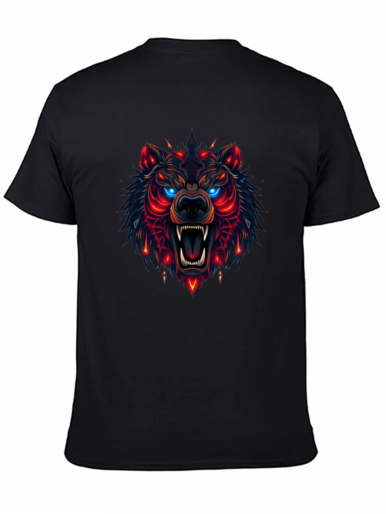 Camiseta Negra con Diseño de Oso Neón