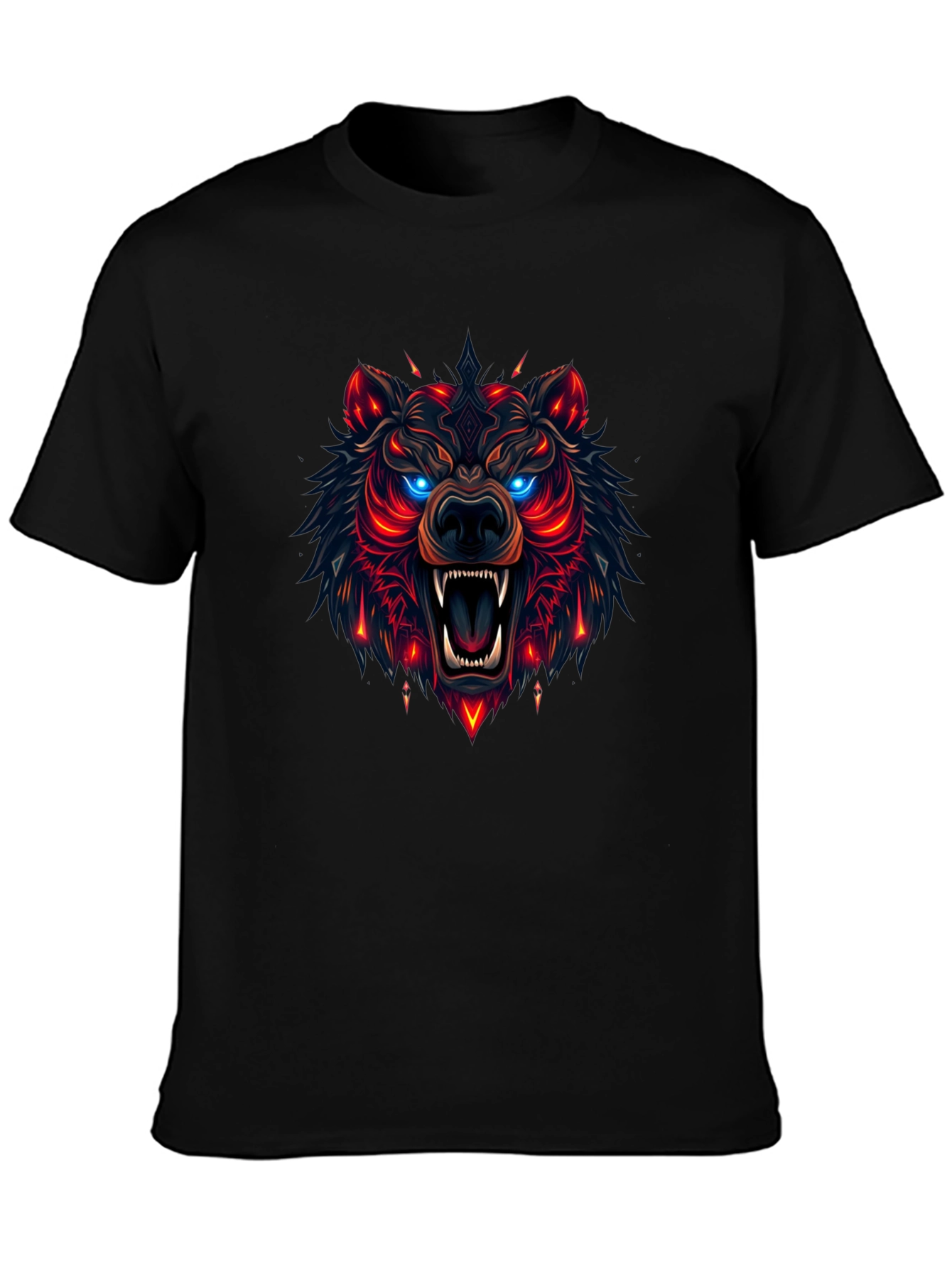 Camiseta Negra con Diseño de Oso Neón
