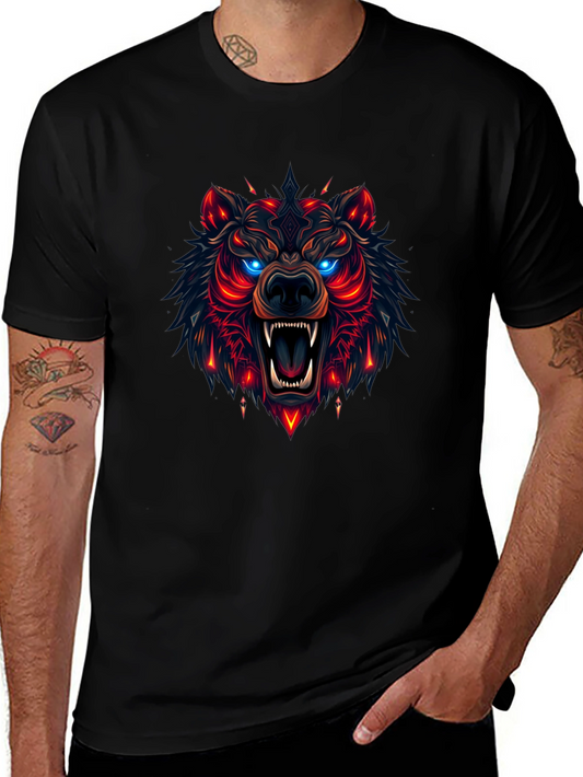 Camiseta Negra con Diseño de Oso Neón
