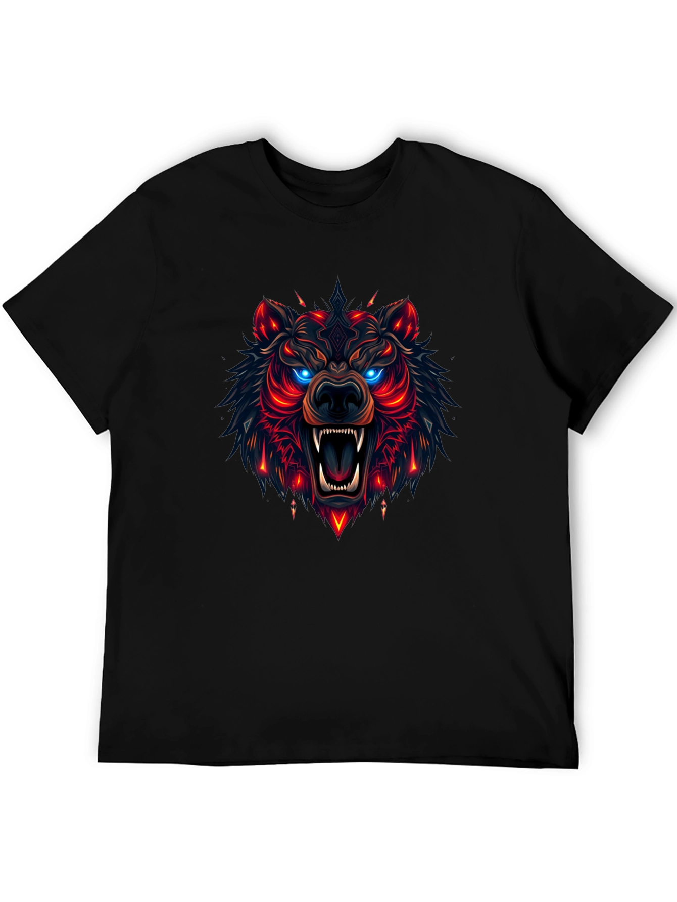 Camiseta Negra con Diseño de Oso Neón