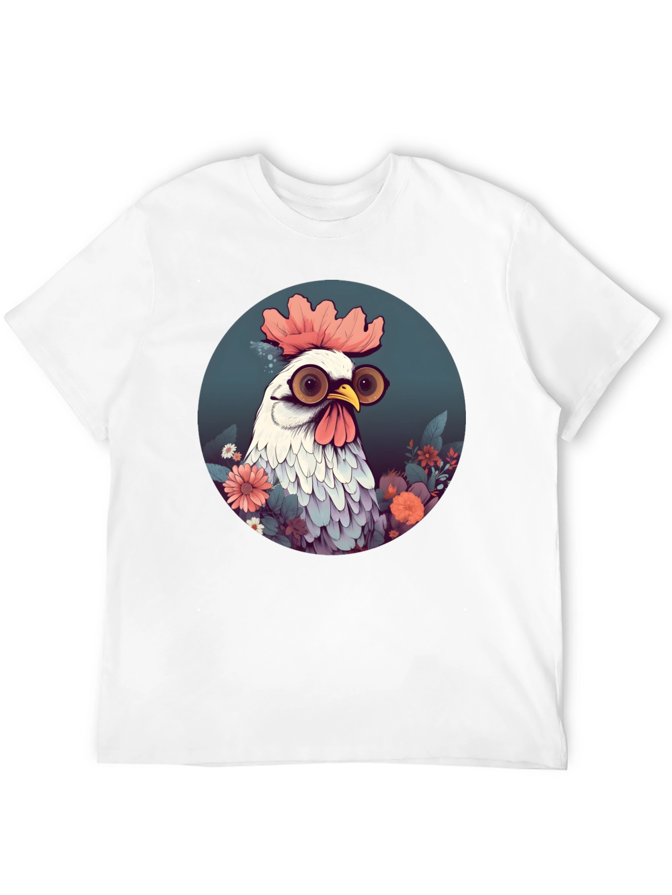 Camiseta Negra con Diseño de Pollo Divertido