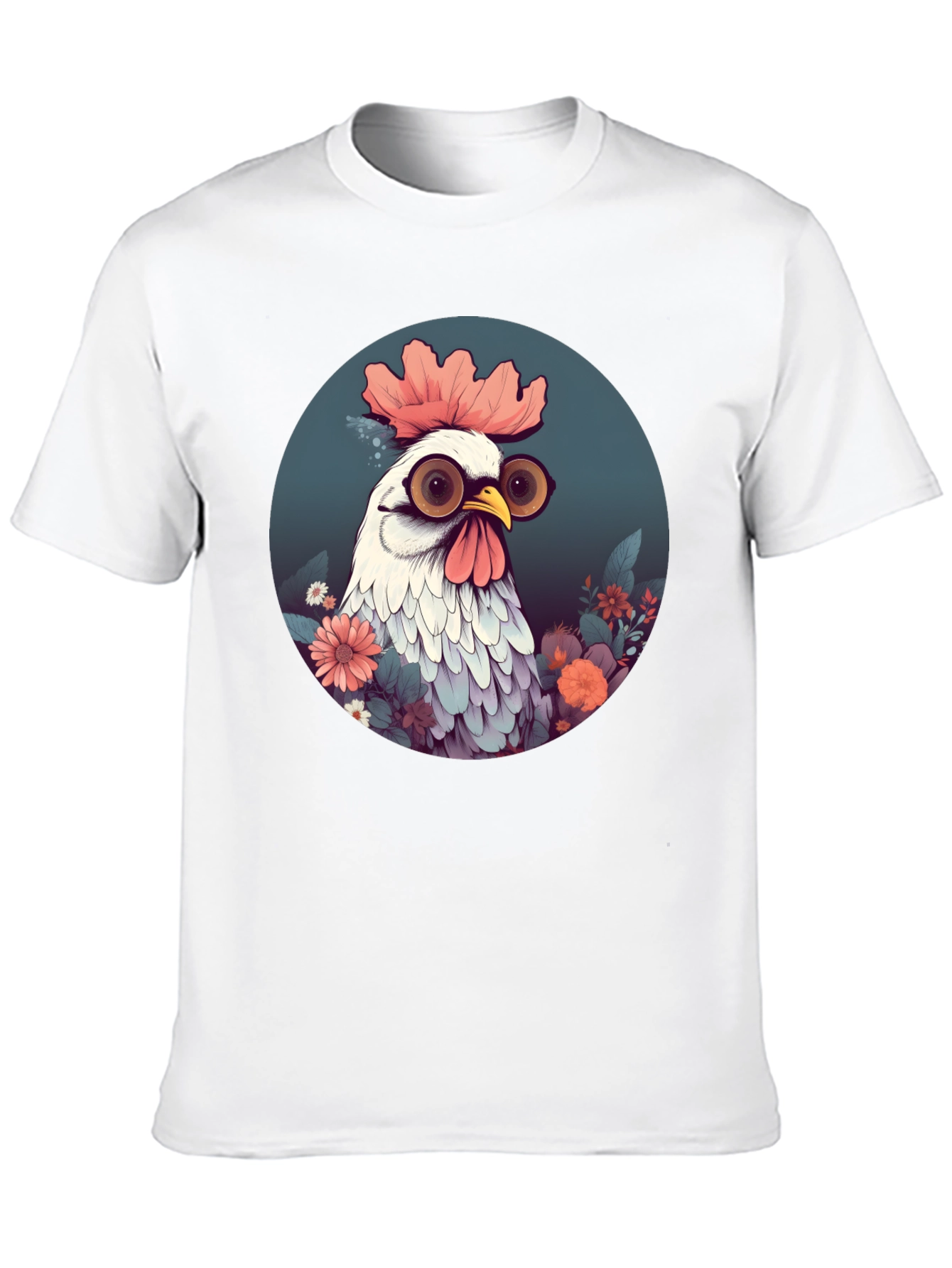 Camiseta Negra con Diseño de Pollo Divertido