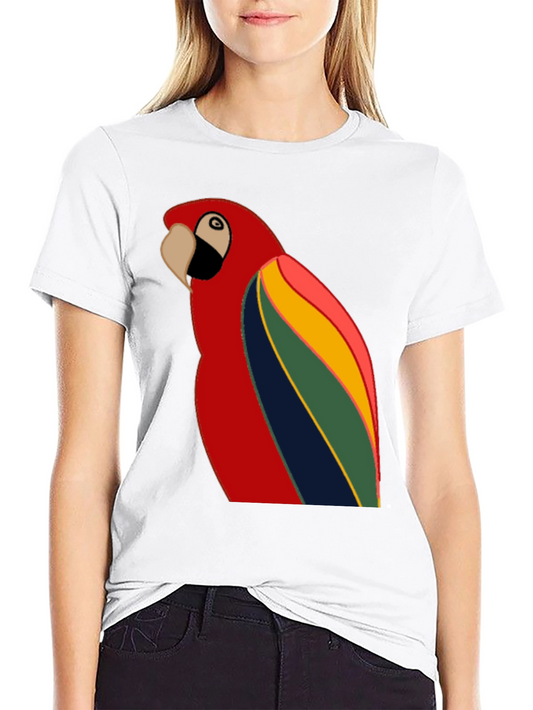 Camiseta Negra con Diseño de Loro Colorido