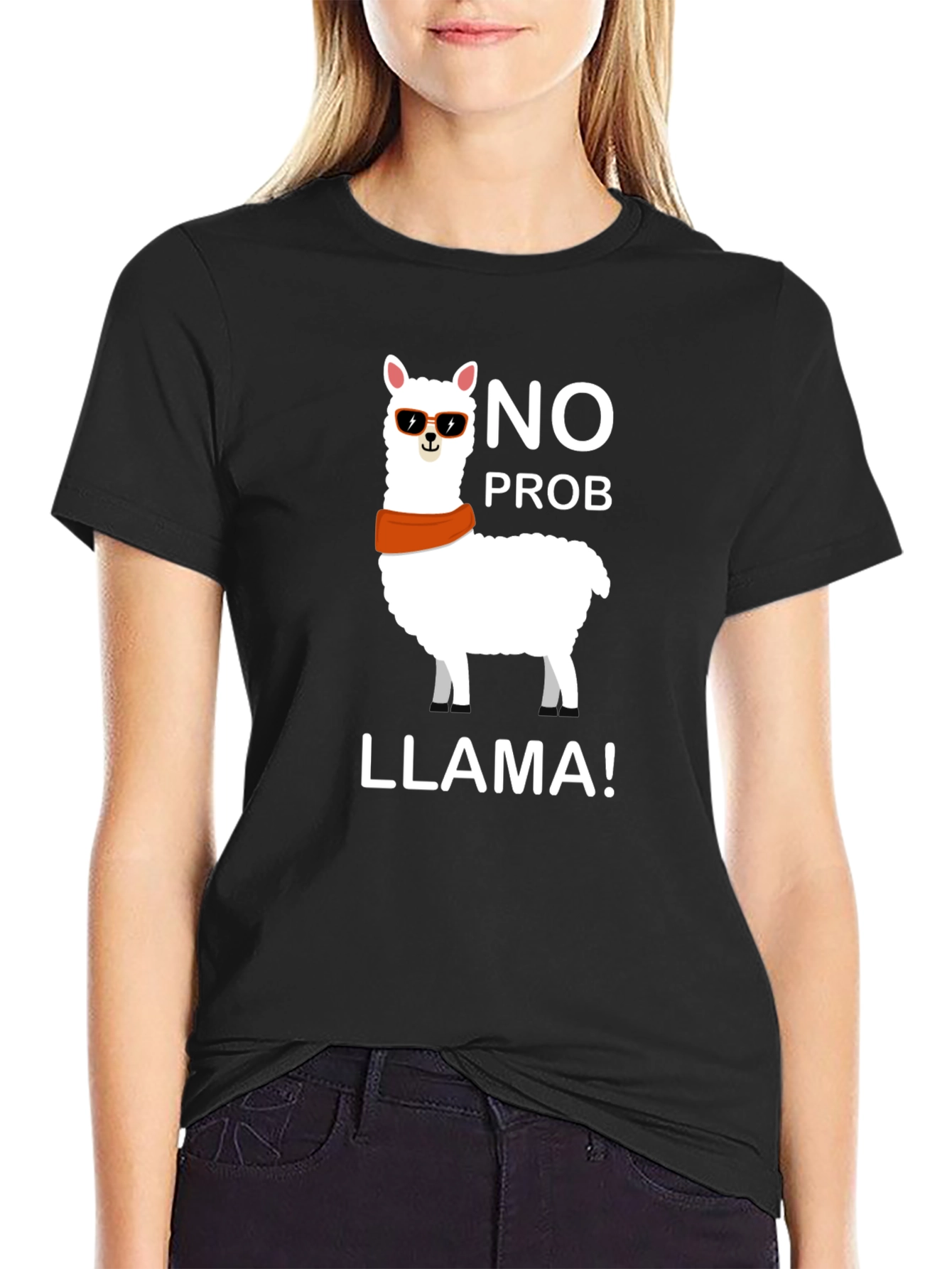 Camiseta Negra con Llama Cool - Sin Problema Llama