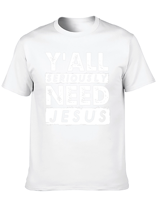 Camiseta Negra con Texto: Yall Seriously Need Jesus